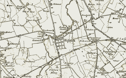 Old map of Halkirk in 1911-1912