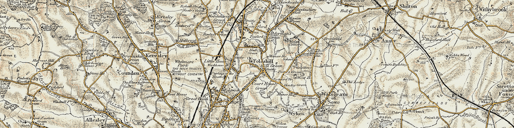 Old map of Hall Green in 1901-1902