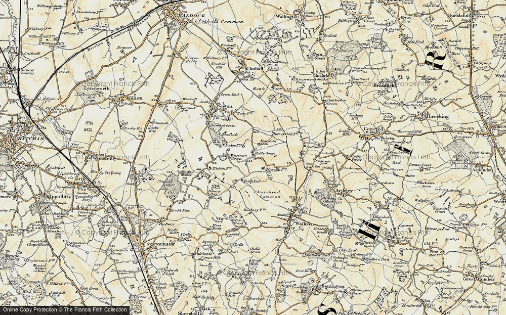 Old Map of Hall's Green, 1898-1899 in 1898-1899