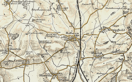 Old map of Hallaton in 1901-1903