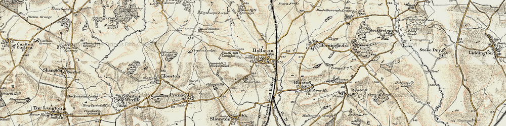 Old map of Hallaton in 1901-1903