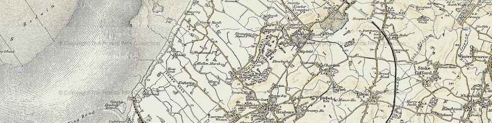 Old map of Hallen in 1899