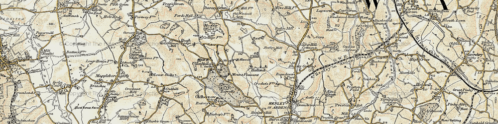 Old map of Hallend in 1901-1902
