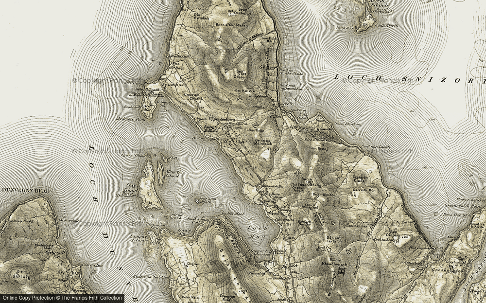 Old Map of Historic Map covering Beinn na Mointeich in 1908-1911