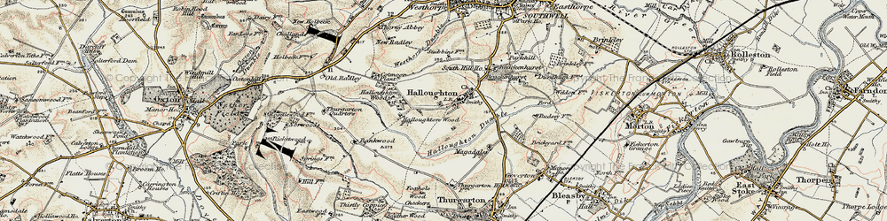 Old map of Halloughton in 1902