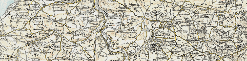Old map of Hallspill in 1900