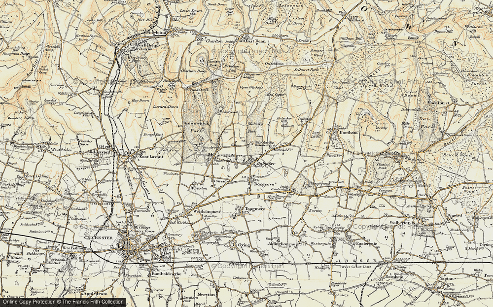 Old Map of Historic Map covering Boxgrove Common in 1897-1899