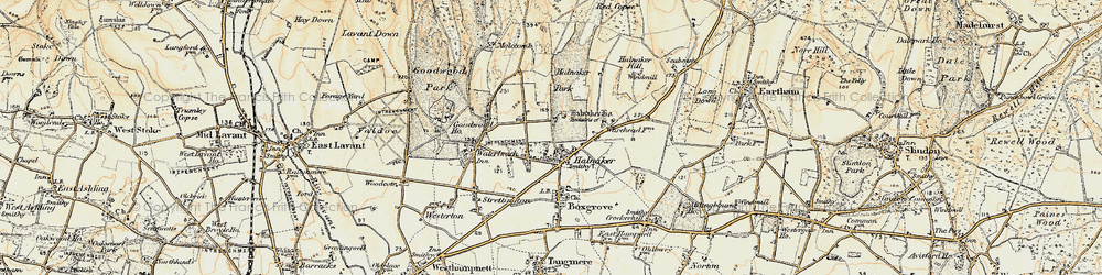 Old map of Halnaker in 1897-1899