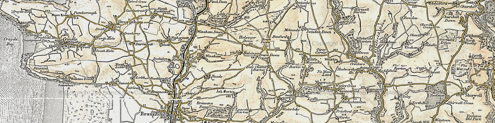 Old map of Halsinger in 1900