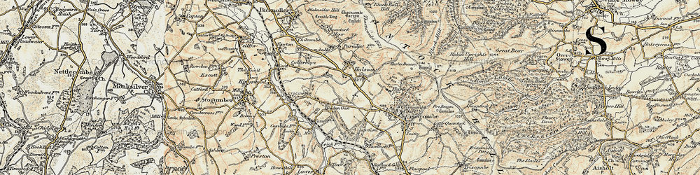 Old map of Halsway in 1898-1900