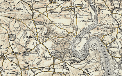 Old map of Halton Barton in 1899-1900