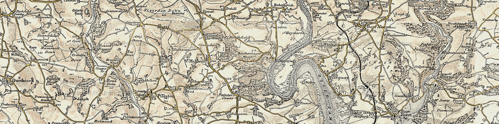 Old map of Halton Barton in 1899-1900