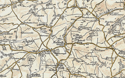 Old map of Halwell in 1899