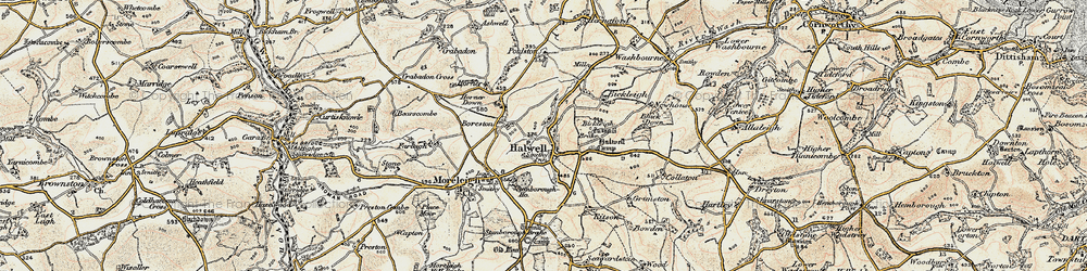 Old map of Halwell in 1899