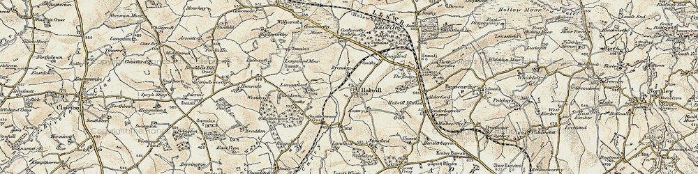 Old map of Halwill in 1900