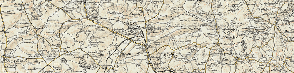 Old map of Halwill Junction in 1900