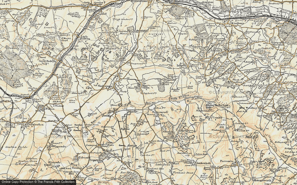 Old Map of Historic Map covering Ham Spray Ho in 1897-1900