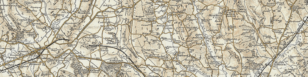 Old map of Yonder Ridge in 1898-1900