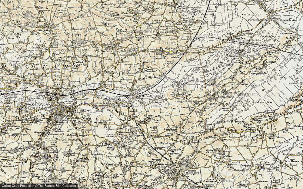 Old Map of Historic Map covering Bridgwater and Taunton Canal in 1898-1900