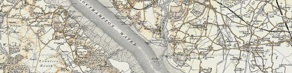 Old map of Hamble-le-Rice in 1897-1909