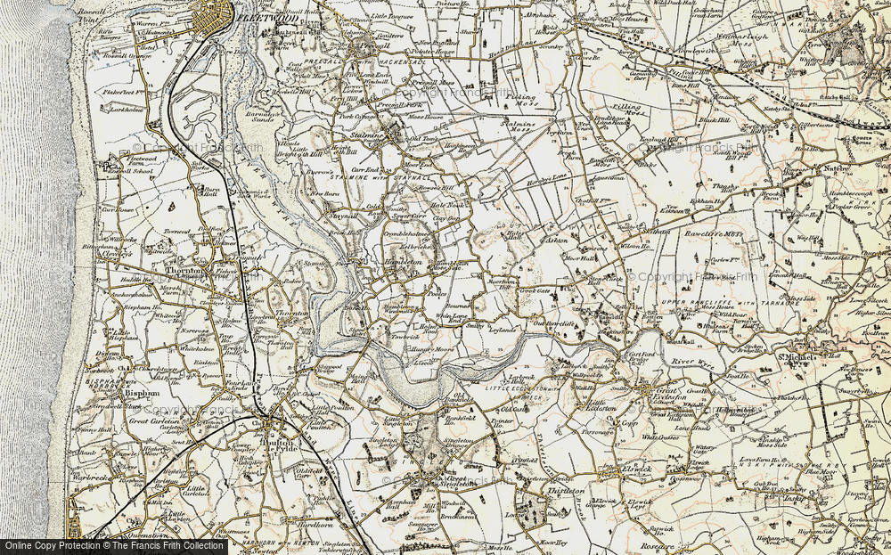 Old Map of Hambleton Moss Side, 1903-1904 in 1903-1904
