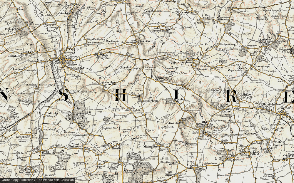 Old Map of Historic Map covering Low Hameringham in 1902-1903