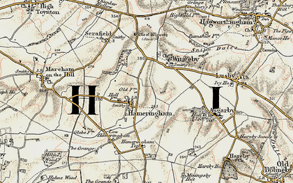 Old map of Hameringham in 1902-1903