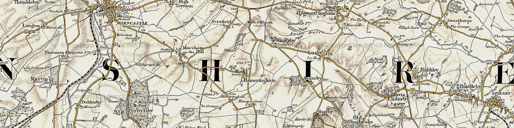 Old map of Hameringham in 1902-1903
