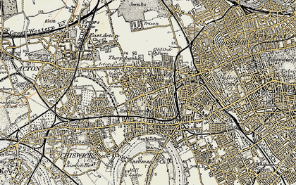 Old map of Hammersmith in 1897-1909