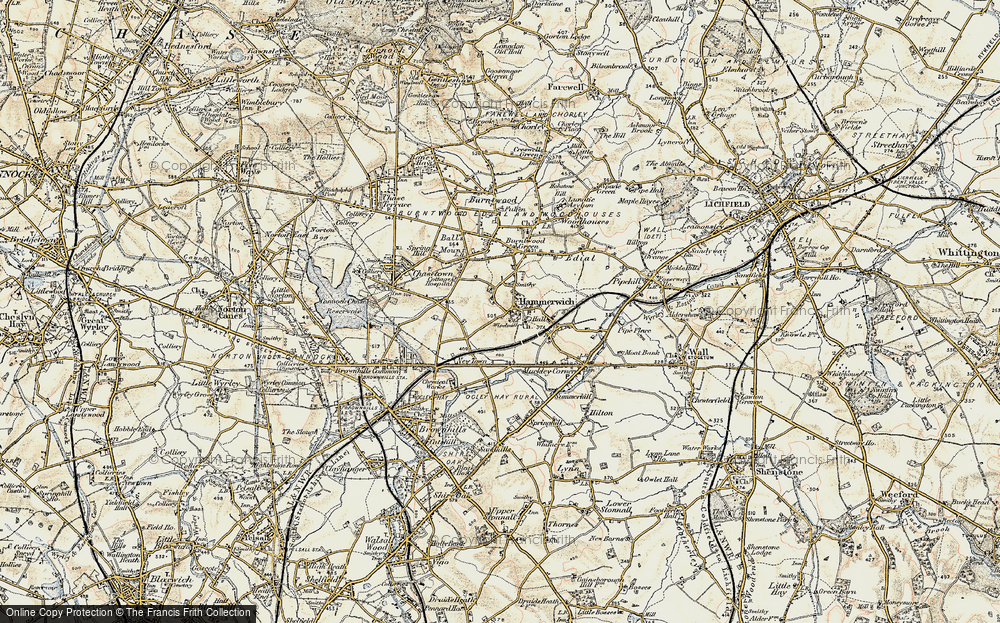 Old Map of Hammerwich, 1902 in 1902