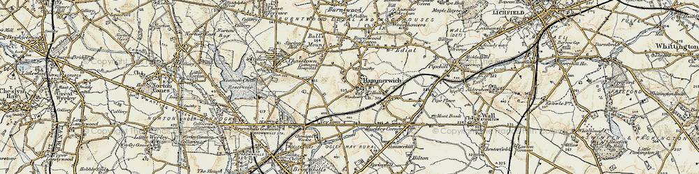 Old map of Hammerwich in 1902