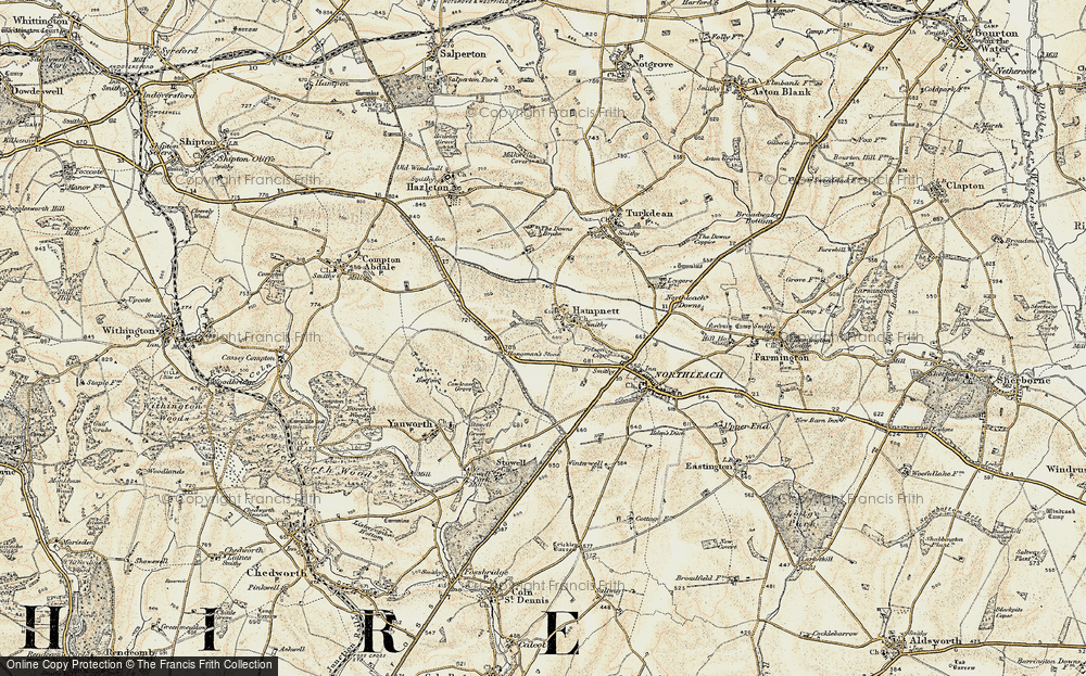 Old Map of Hampnett, 1898-1899 in 1898-1899