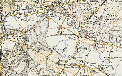 Old map of Hampreston in 1897-1909
