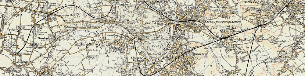 Old map of Hampton Court in 1897-1909