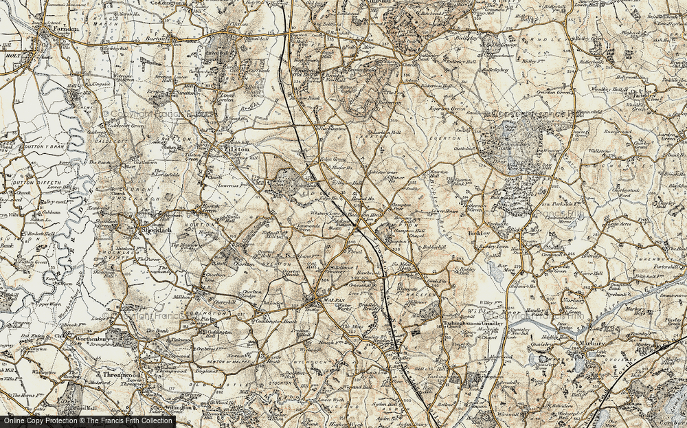 Old Map of Historic Map covering Ashtons-cross in 1902