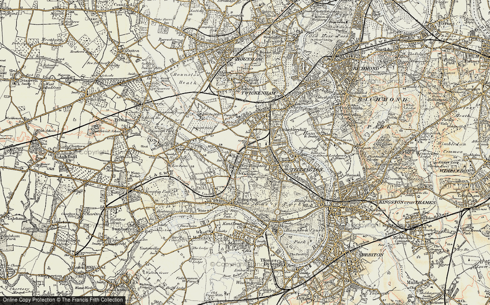 Old Map of Hampton Hill, 1897-1909 in 1897-1909