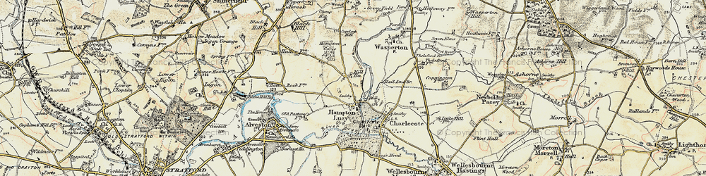 Old map of Hampton Lucy in 1899-1902