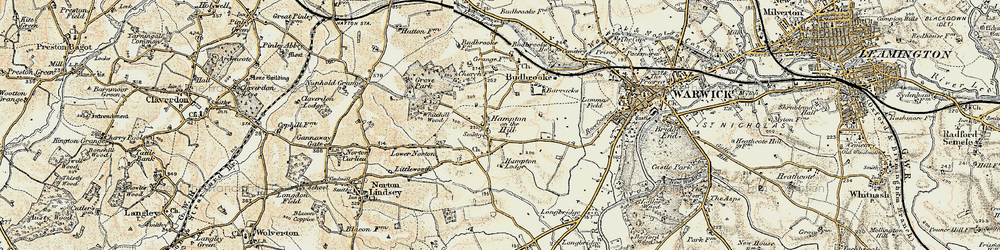Old map of Hampton on the Hill in 1899-1902