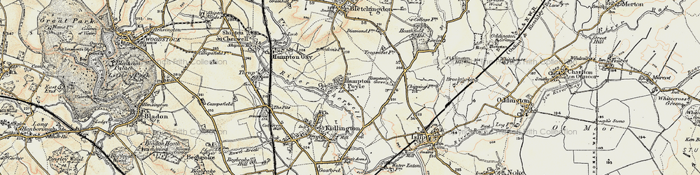 Old map of Hampton Poyle in 1898-1899
