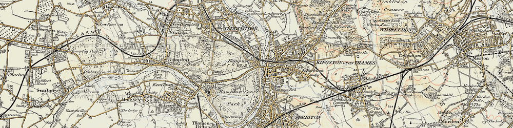 Old map of Hampton Wick in 1897-1909