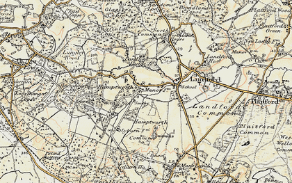 Old map of Hamptworth in 1897-1909