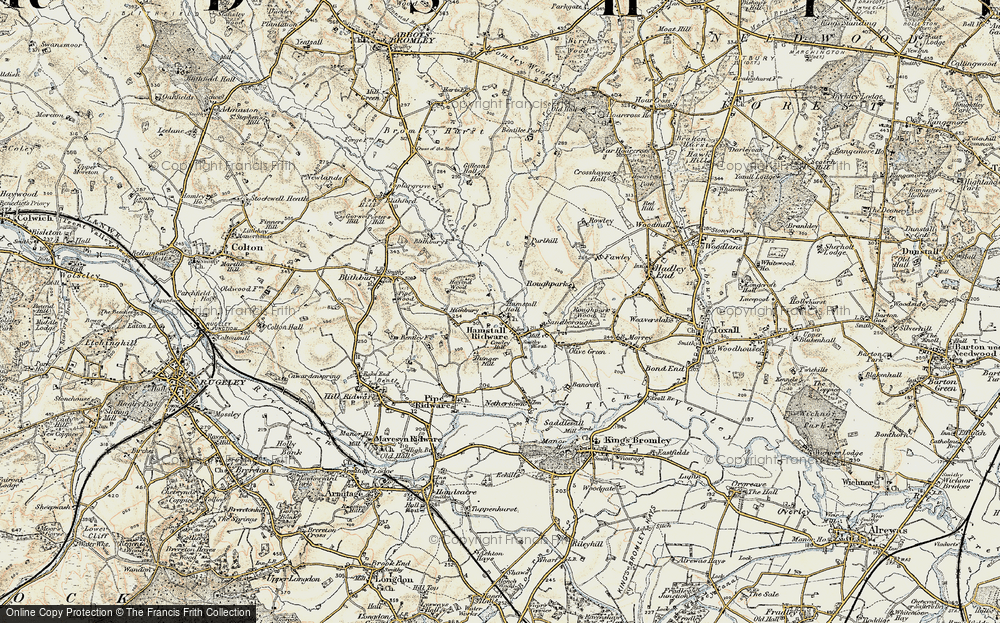 Old Map of Historic Map covering Braddocks Barn in 1902