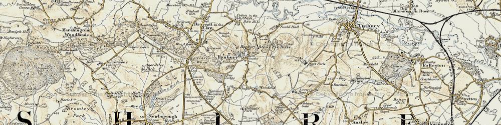 Old map of Hanbury in 1902