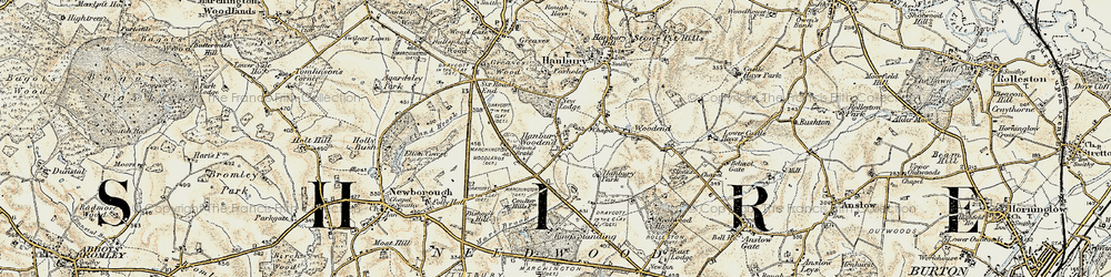 Old map of Hanbury Woodend in 1902