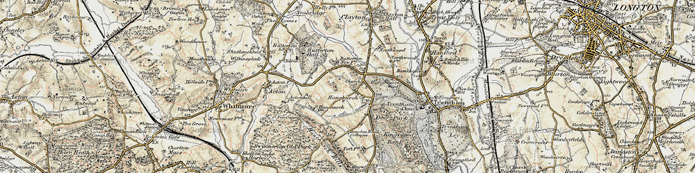 Old map of Hanchurch in 1902