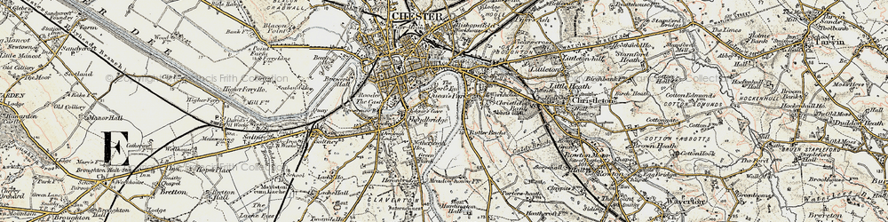 Old map of Handbridge in 1902-1903