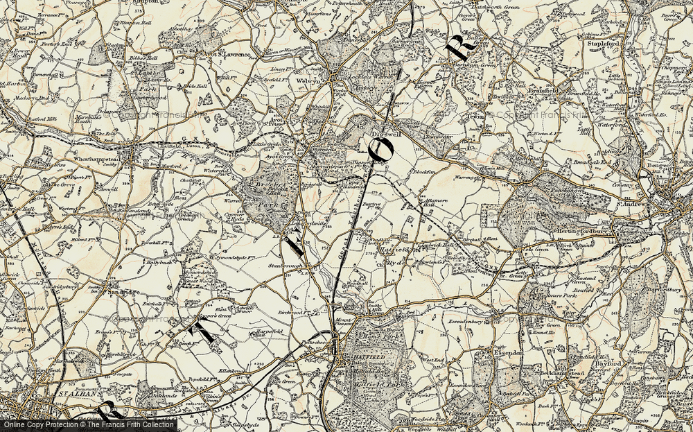 Old Map of Handside, 1898 in 1898