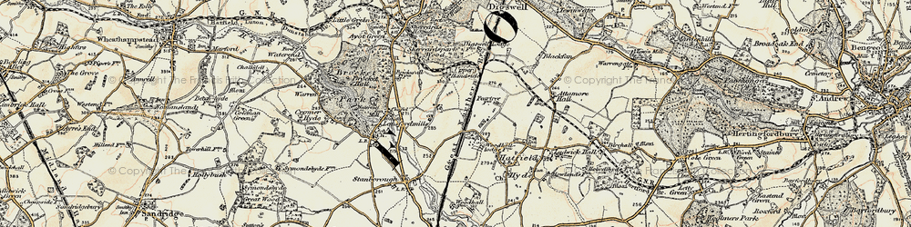 Old map of Handside in 1898