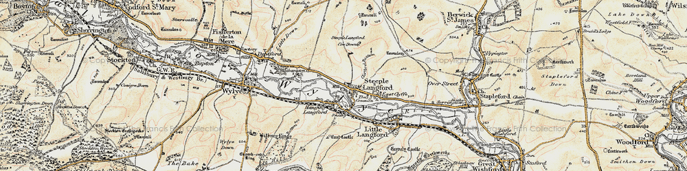 Old map of Hanging Langford in 1897-1899