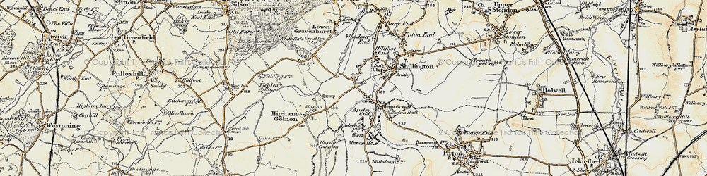 Old map of Hanscombe End in 1898-1899